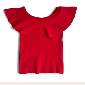Red Parker Off-The-Shoulder Ruffle Top – Size Small